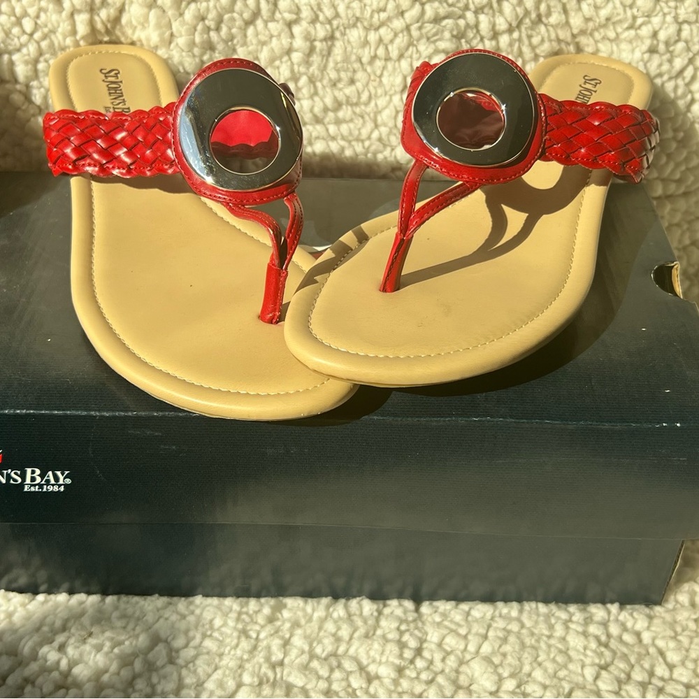 Red leather sandal